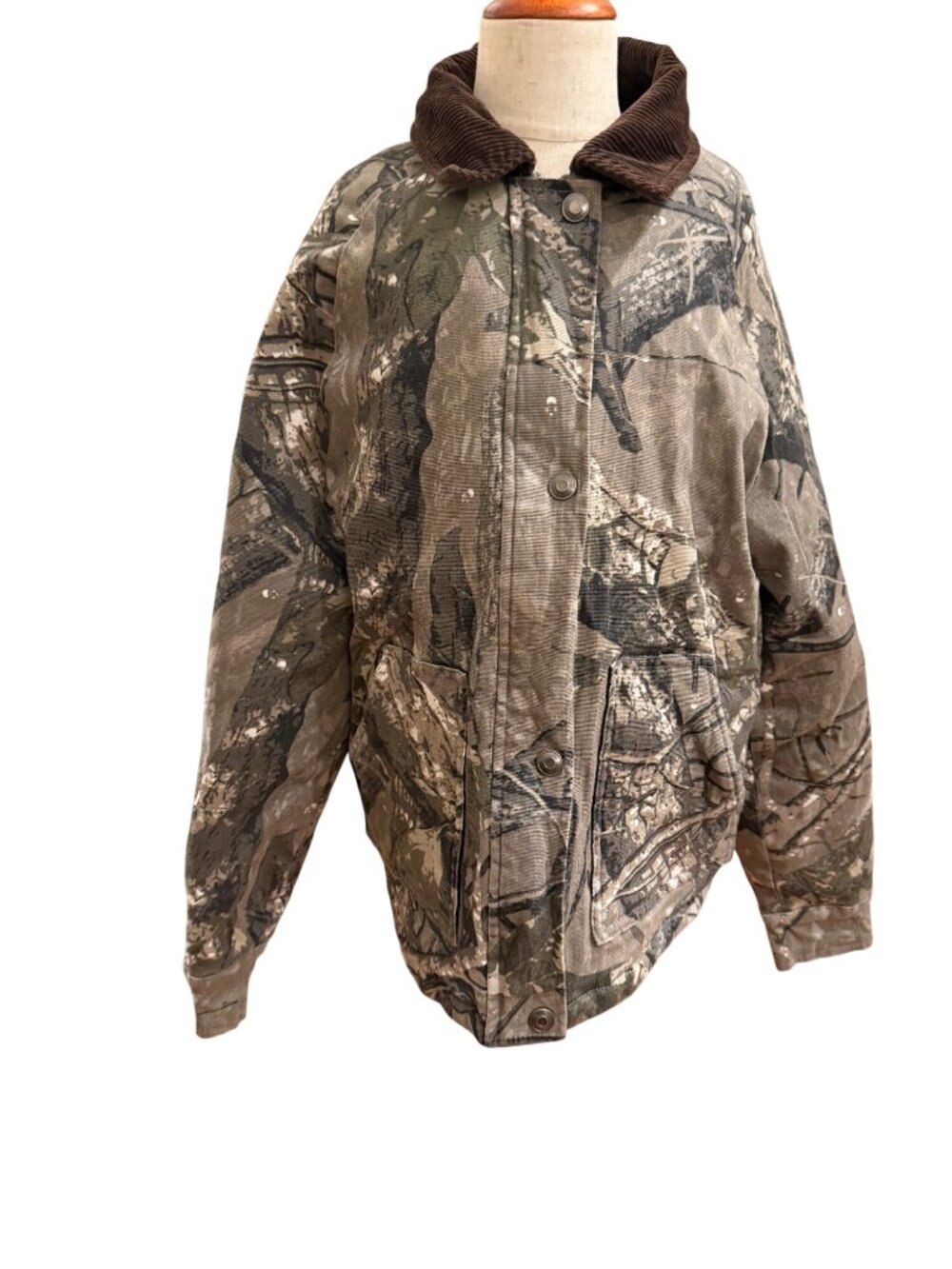 Thread & Supply Boys Camo‎ Jacket Small Tree Bark Camouflage Snap Front Coat